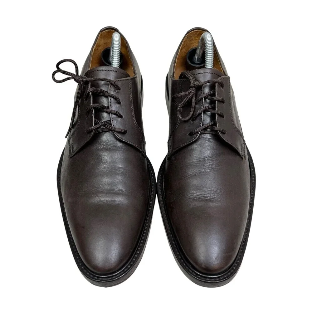 Wall+Water Men Derby Shoes Leather Pointed Toe Lace Up Brown Sz 10 Made In Italy